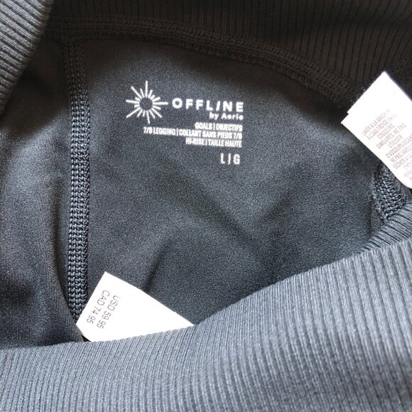 Offline By Aerie Hi-Rise Black Leggings Size Large Nylon & Elastane Comfort NWT - Picture 10 of 11